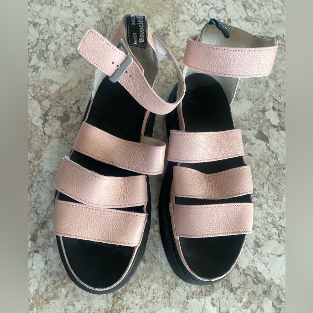 Dr. Martens Pink Leather Strappy Sandals